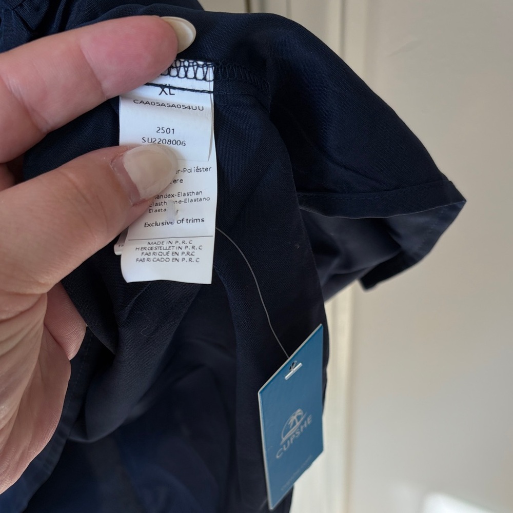 NWT Navy Ruffle-Sleeve Tiered Maxi Dress - Picture 5 of 5